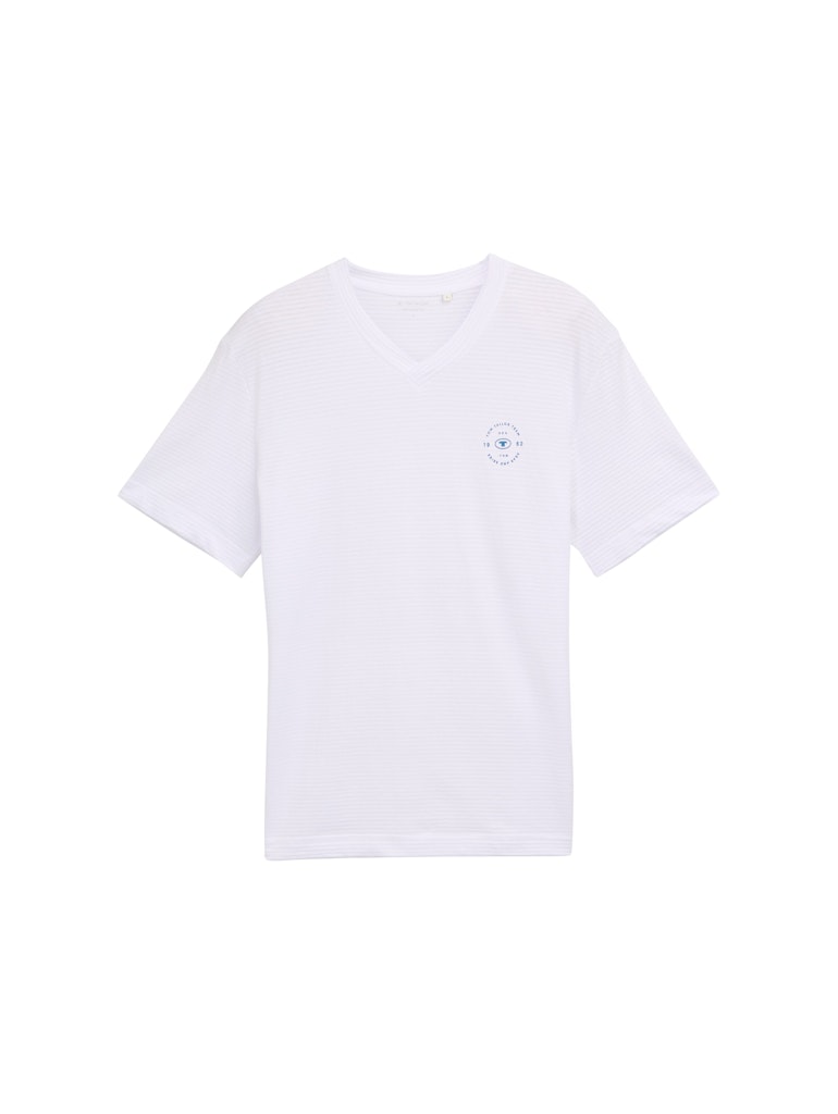 T-Shirt mit V-Ausschnitt und Streifenmuster