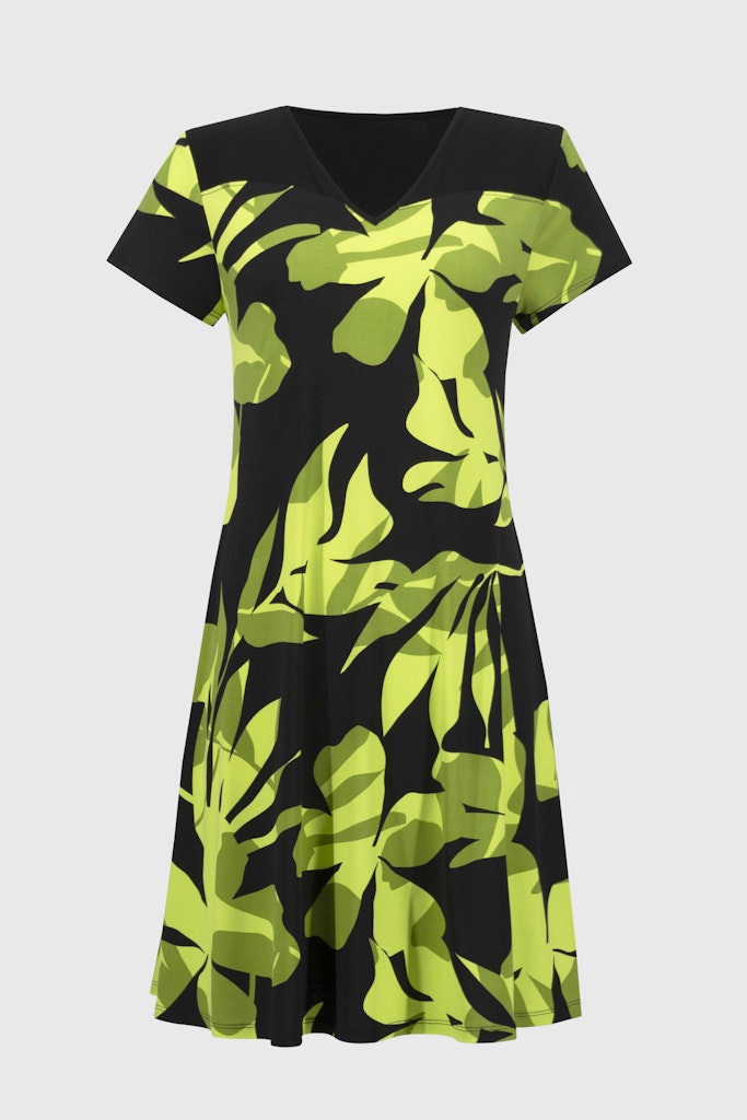 A-Linien-Kleid aus feinem Jersey mit tropischem Muster